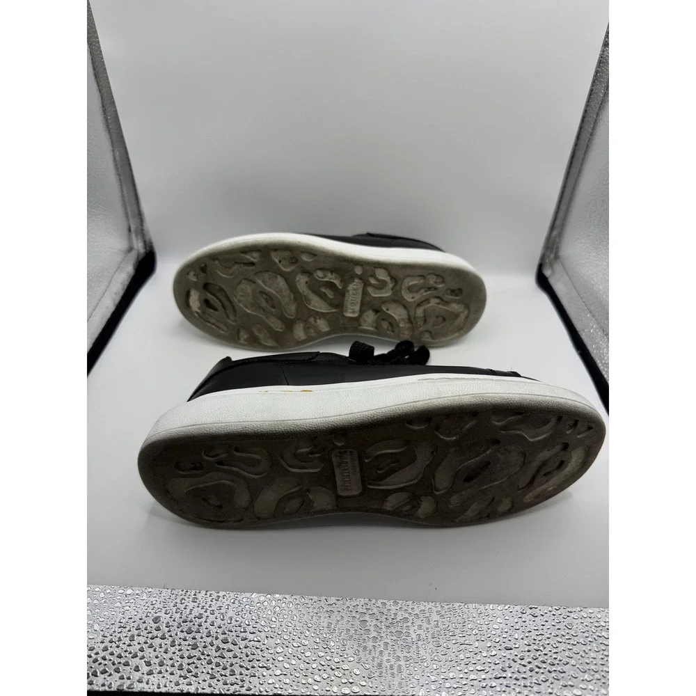 Alexander McQueen Oversized Sneakers Black Leather White Sole 462214 Size 36.5